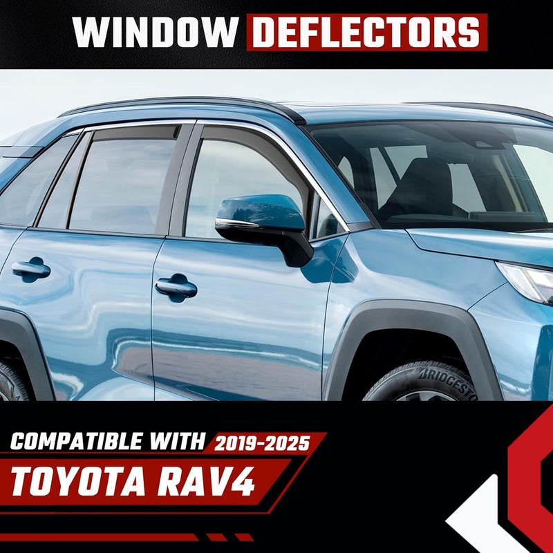 ISINLASSO in-Channel Rain Guards Fit for Toyota RAV4 2019-2025 Black Extra Durable Shatterproof Side Window Deflectors, Window Visors, Wind Deflectors - 4 PCS - Image 2